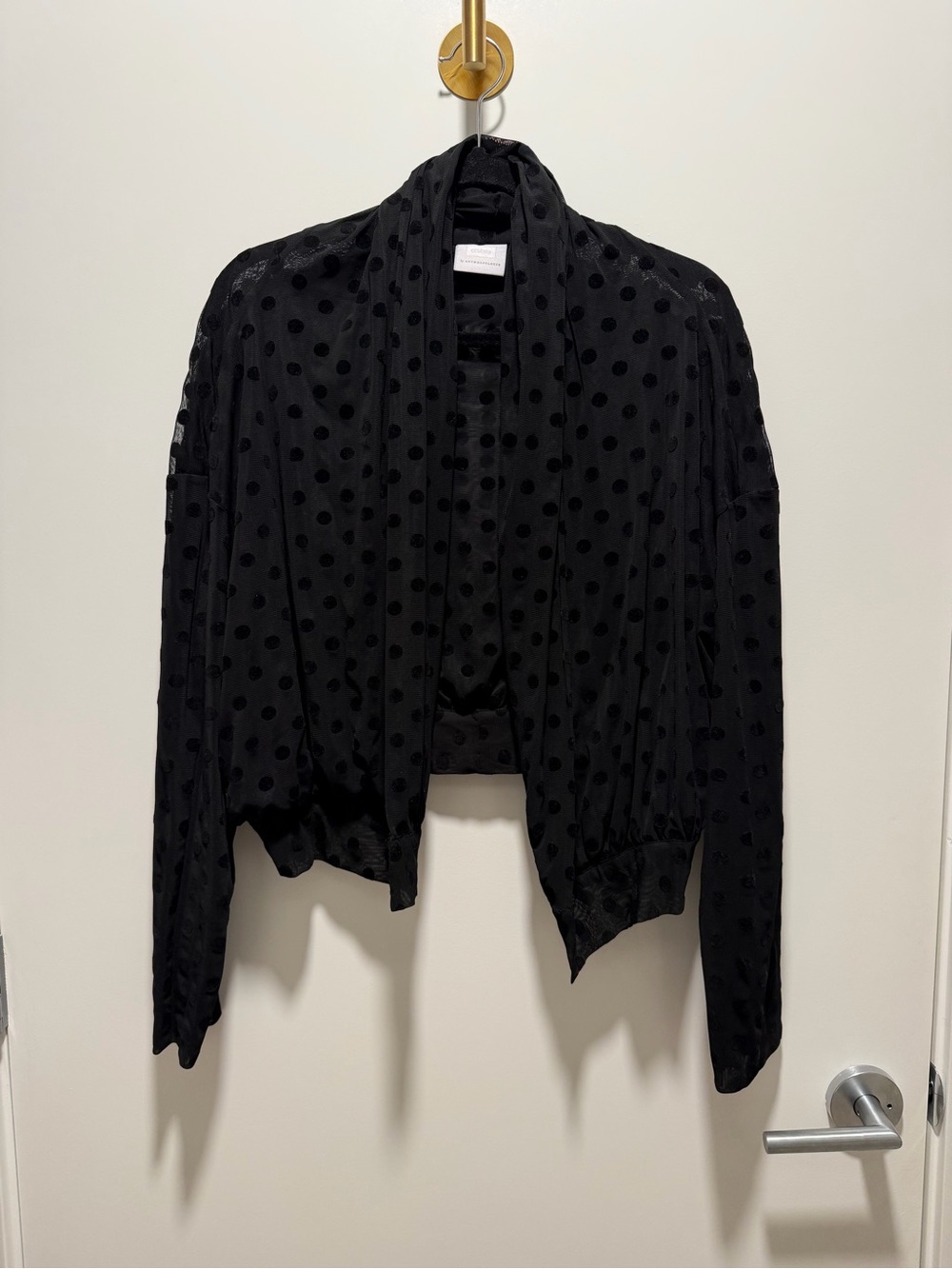 Anthropologie Black Polka Dot Open-Front Blazer